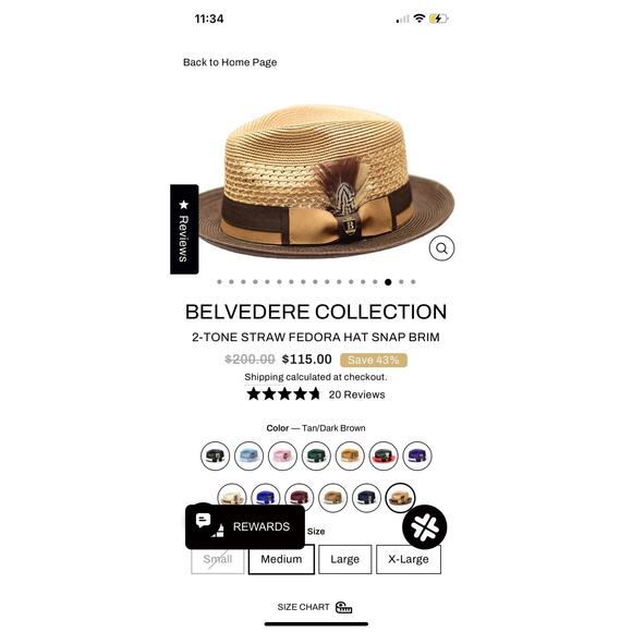Bruno Capelo The Belvedere Straw Hat Tan/Dark‎ Brown Size Large